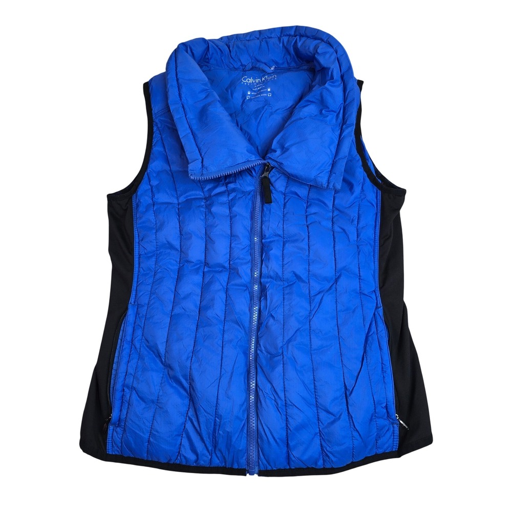 Calvin Klein Performance Womens Blue Quilted Puffer Vest‎ Full Zip Medium